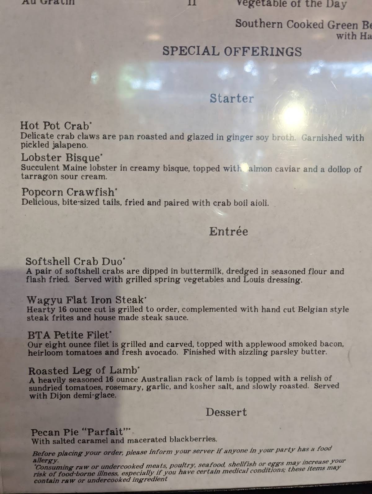 Menu at Folk's Folly Prime Steak House steakhouse, Memphis