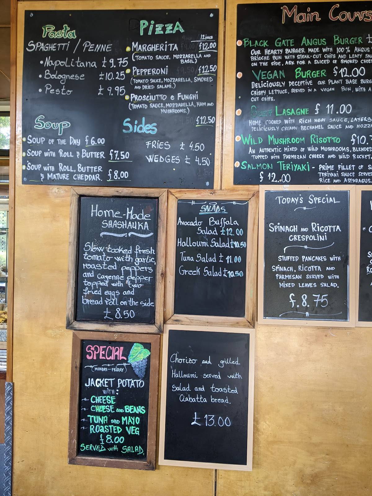 Menu at Golders Hill Park Cafe, London, Golders Hill