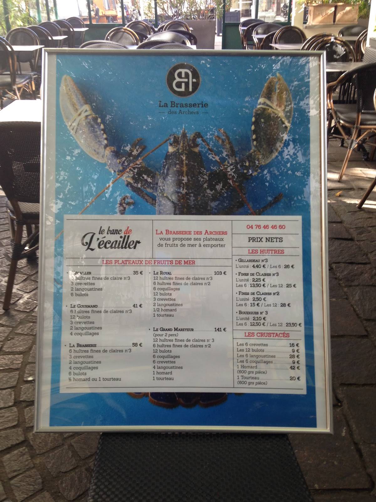 Menu au Bouillon archers restaurant, Grenoble