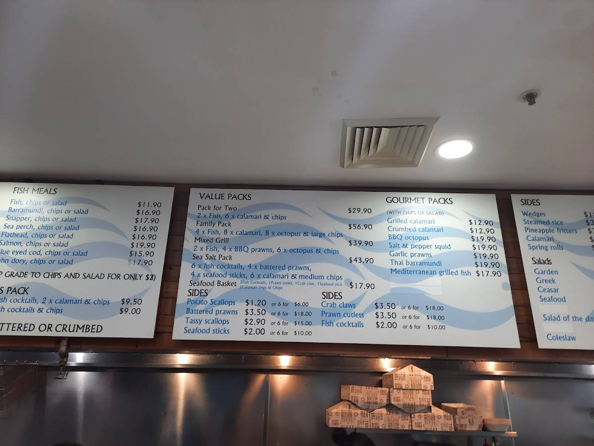 Menu at Sea Salt Fish & Chips restaurant, Greystanes