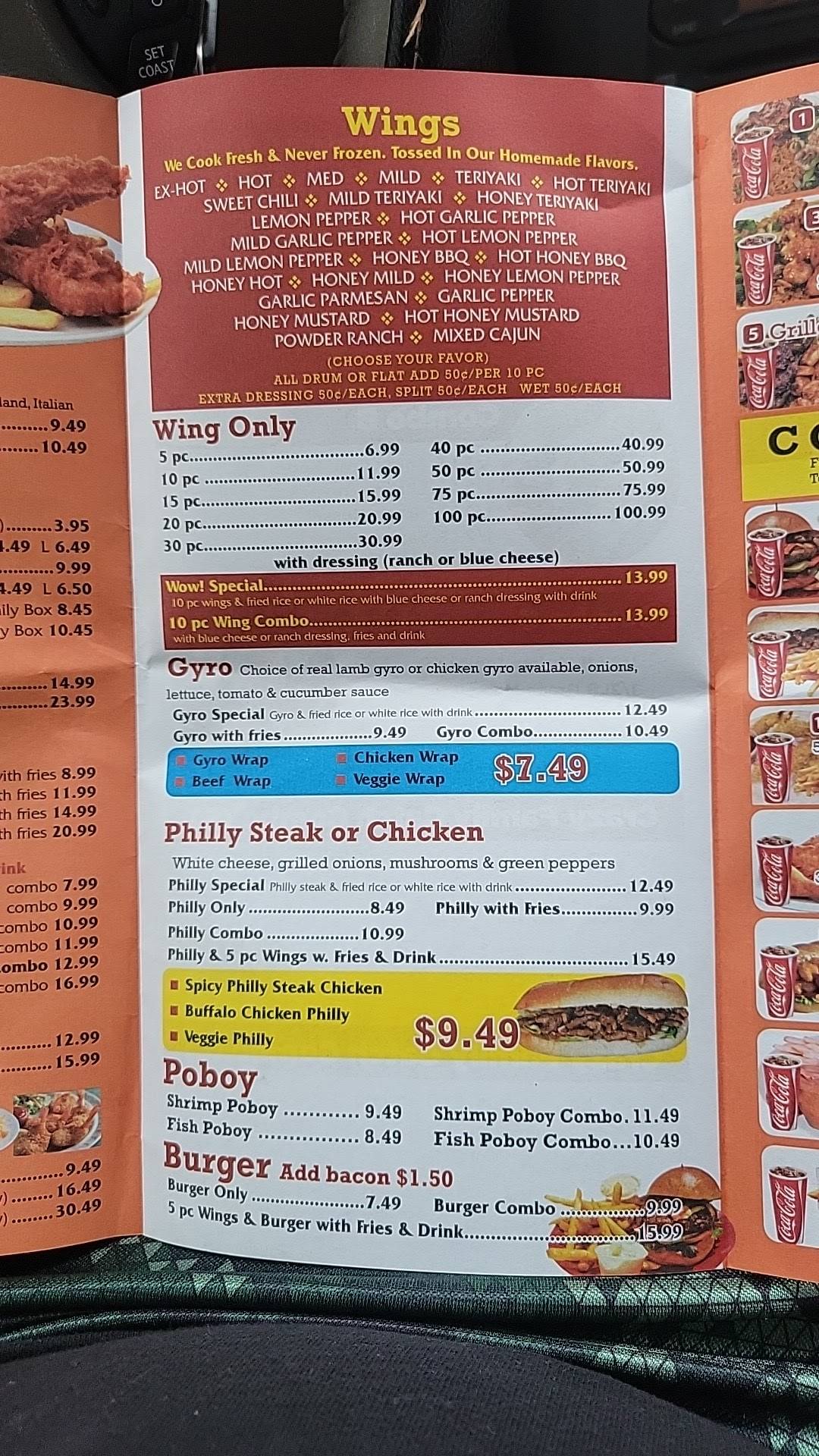 Menu at Grill & wings restaurant, Poinciana