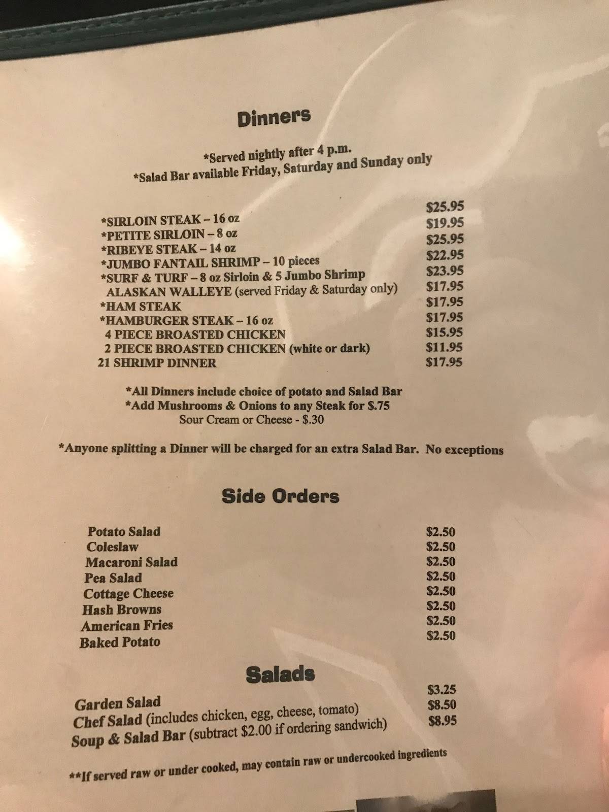 Menu at Hale Tap & Supper Club, USA, Co Rd E45