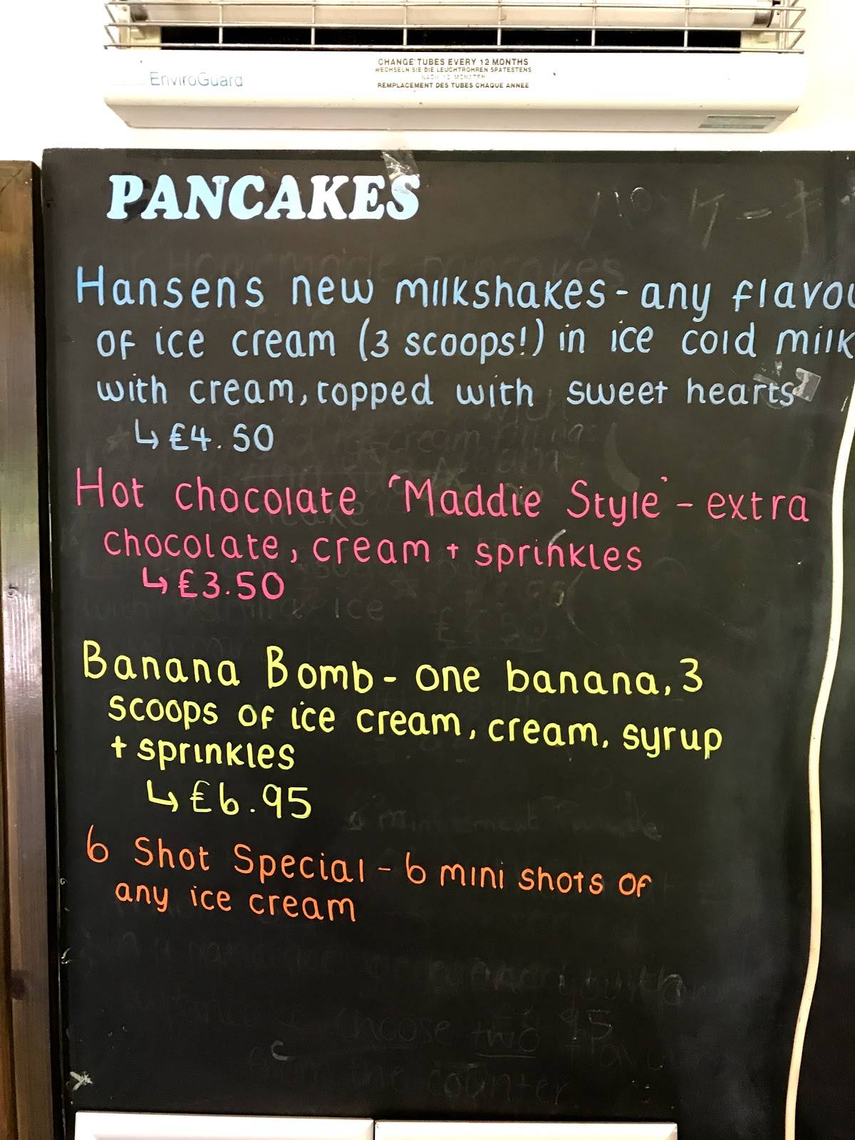 Menu at Hansens Ice Cream Parlour and Cafe, Kendal