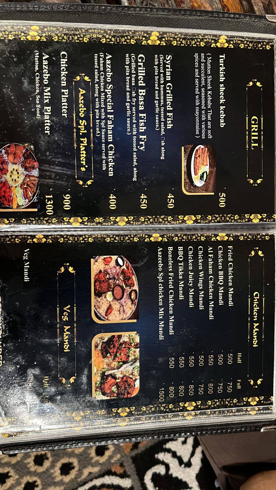 Menu At Aazebo-The Royal Arabian Restaurant, Hyderabad