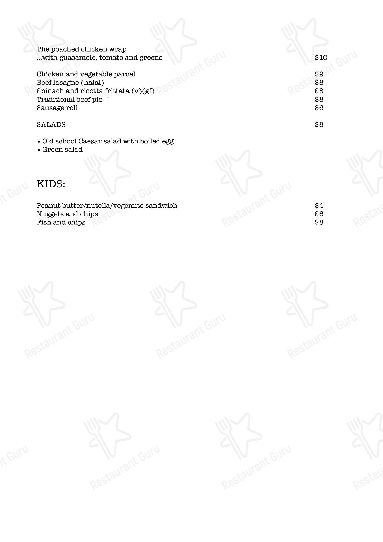 Menu at S.A.L.T. Cafe, Jamisontown