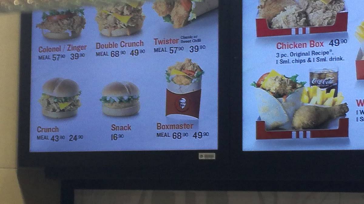 Menu at KFC Bloemfontein 2 restaurant, Bloemfontein, Curie Ave