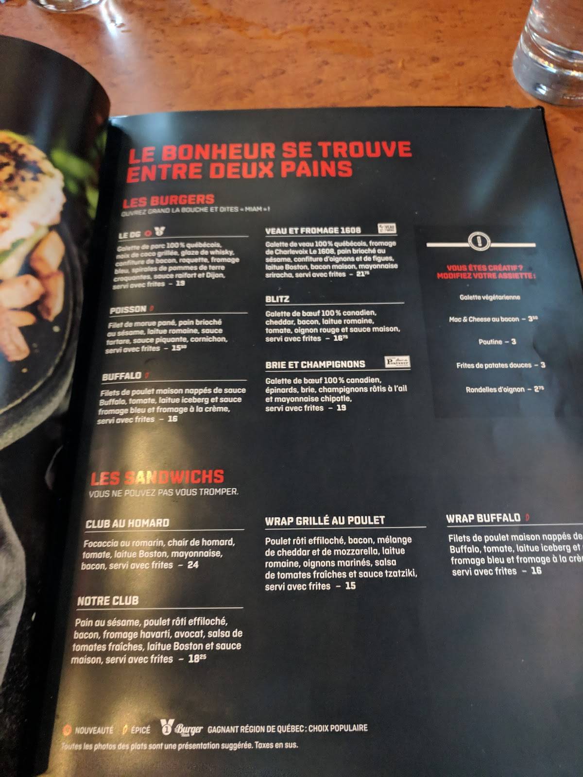 Menu au La Cage pub et bar, Montréal, Sherbrooke St E