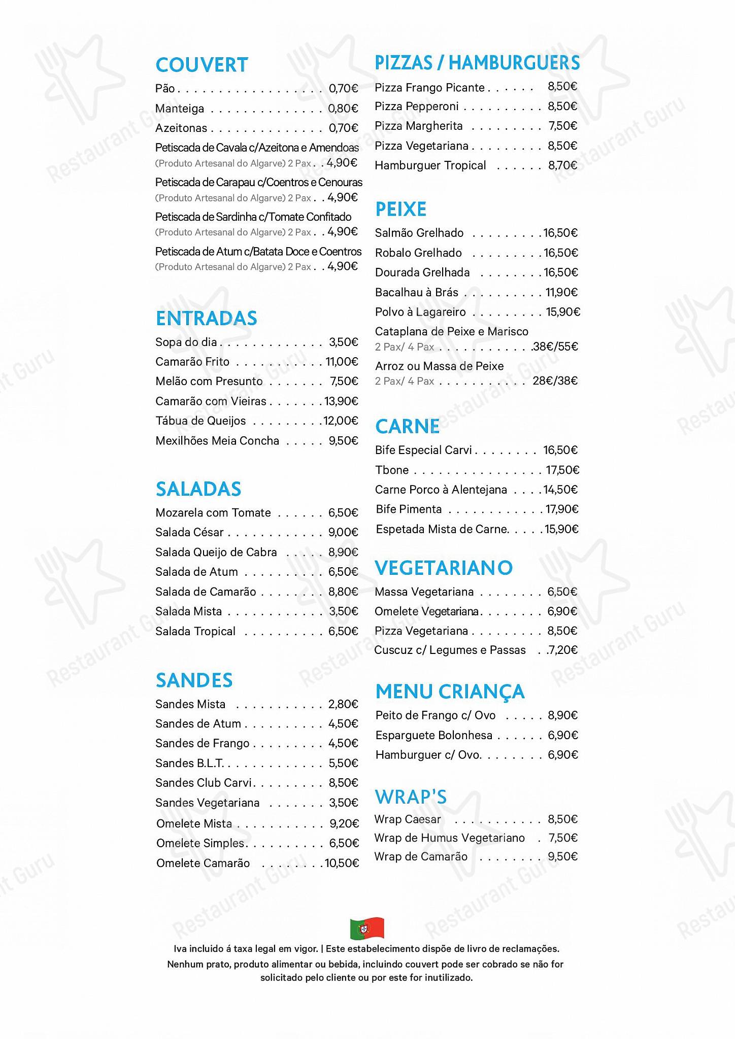 Carta de Luca’s Rooftop Restaurant, Lagos