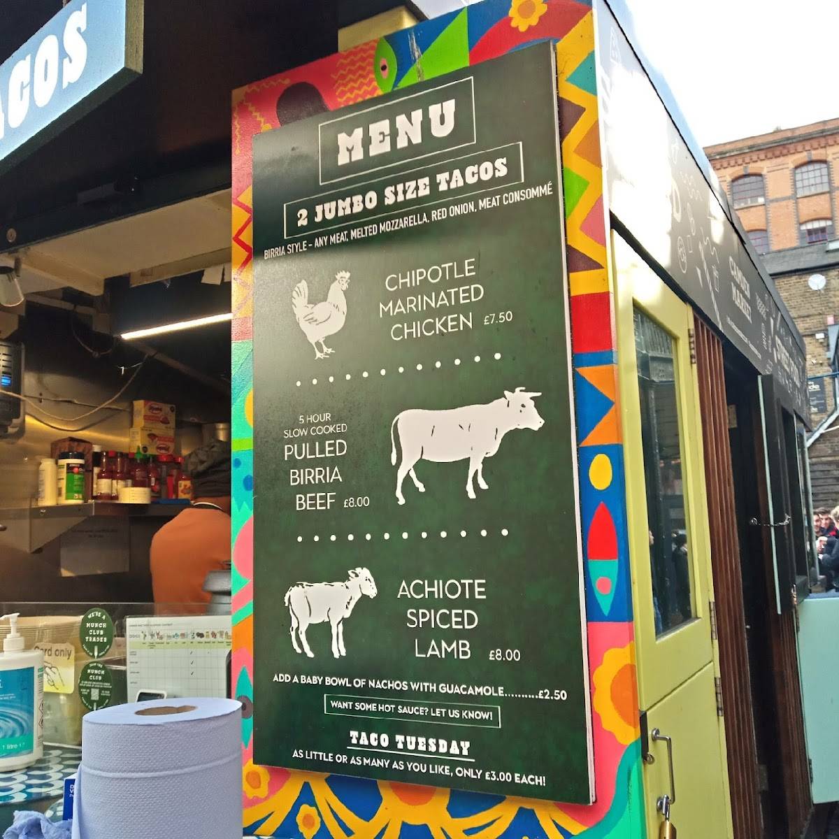 Menu at Meat Head Mexican restaurant, London