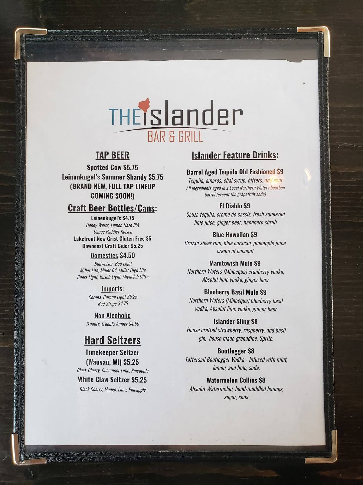 Menu at The Boathouse steakhouse, Minocqua
