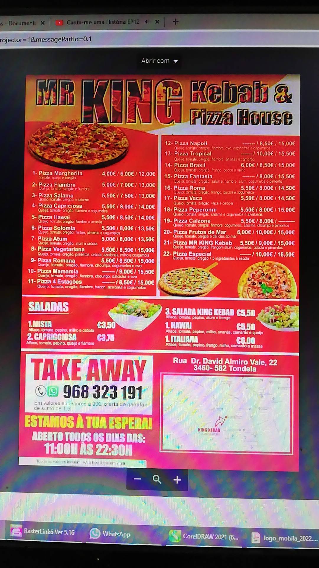 Menu em Mr King kebab pizza house restaurante, Tondela