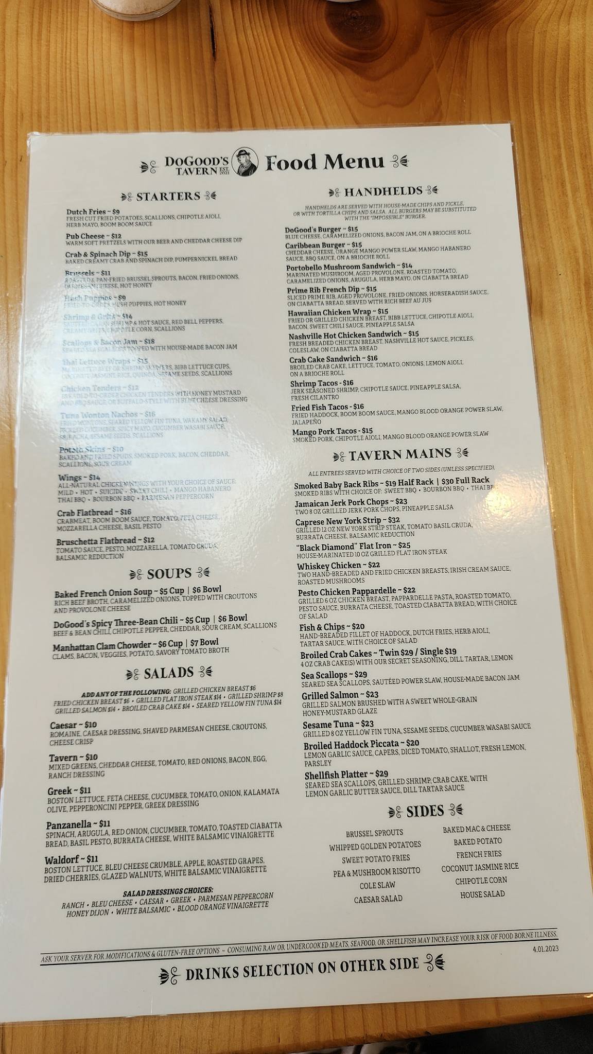 Menu at DoGoods Tavern pub & bar, Myerstown