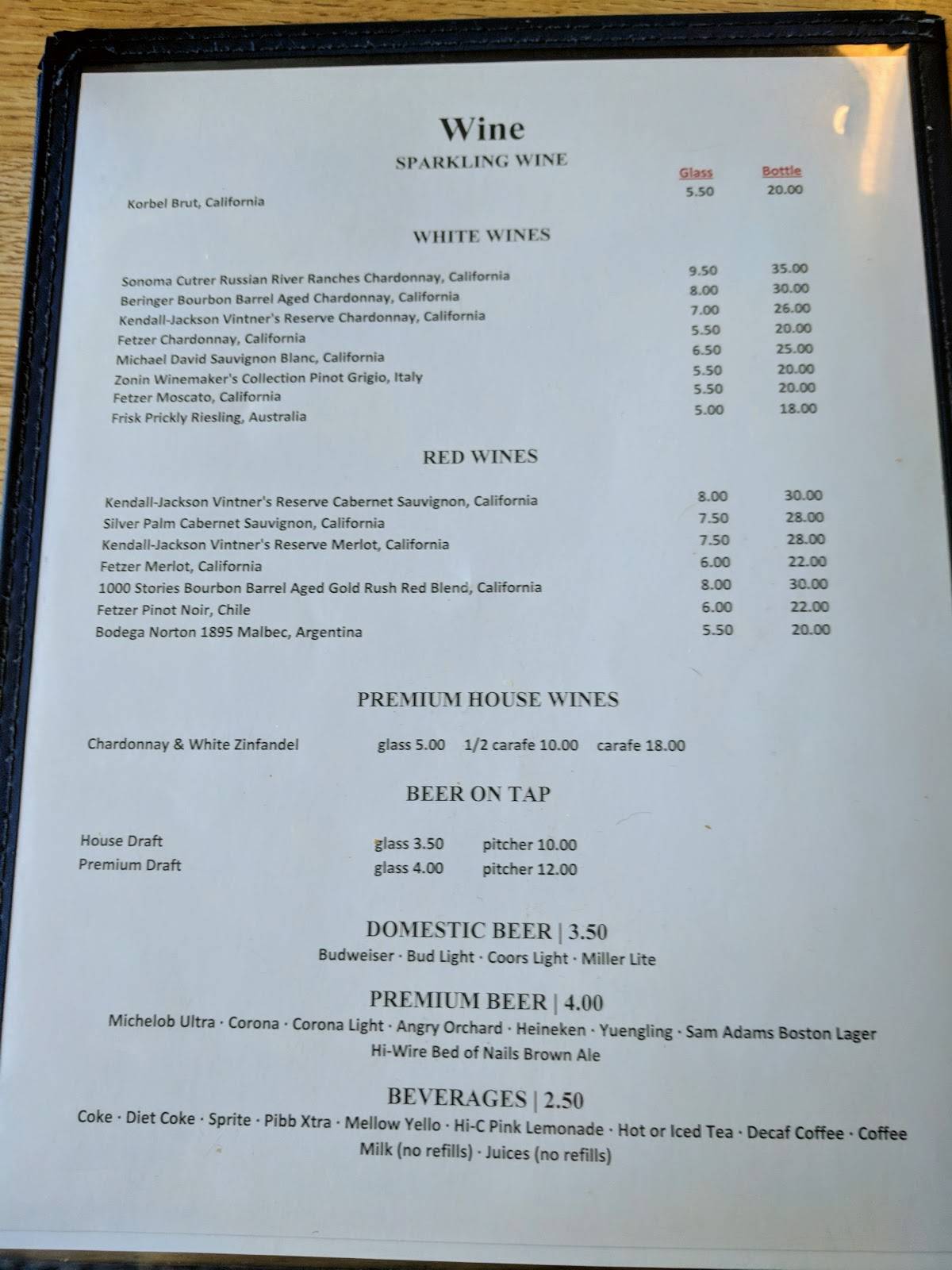 Menu at Nance's Restaurant, Murrells Inlet, US17 BUS