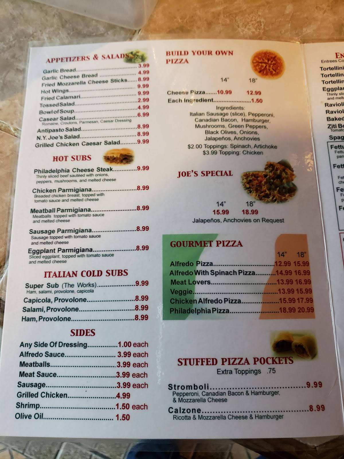 Menu At New York Joes Italian Restaurant Alice 