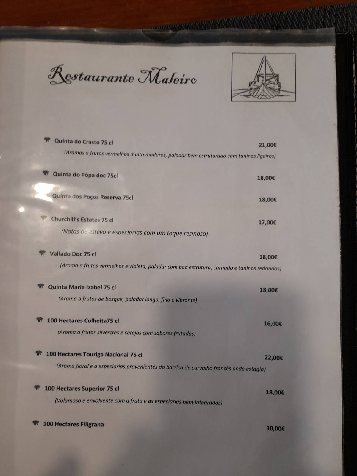 Menu Em Restaurante O Maleiro Peso Da R Gua