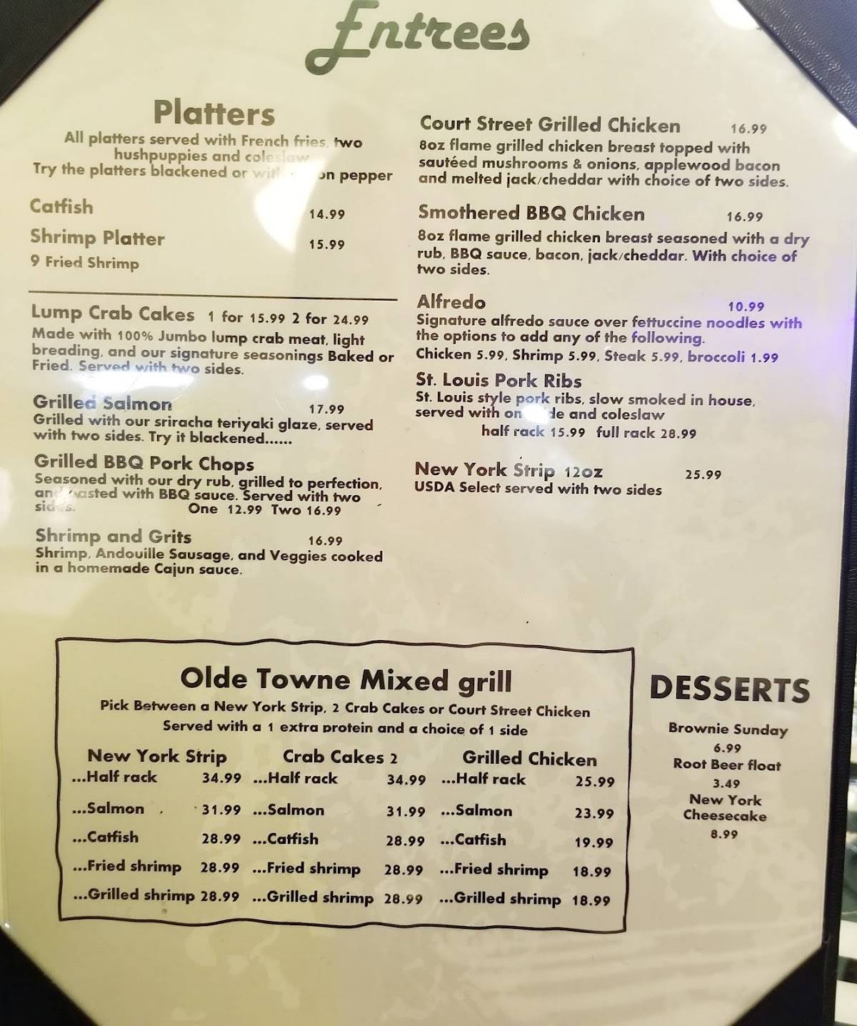 Menu at Olde Towne Public House, Portsmouth
