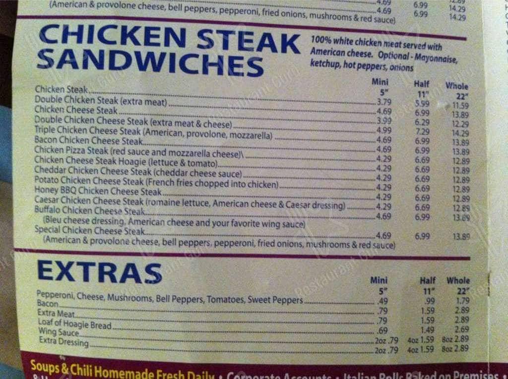 Carta de parrilla Original Steak & Hoagie, Plainsboro Center