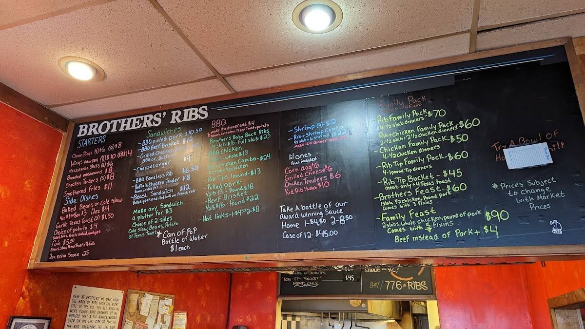 Menu at Brothers Ribs at Rep's Place BBQ, Palatine