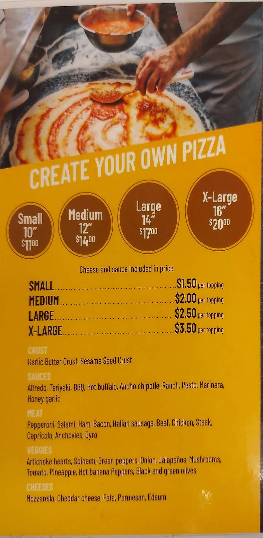 Menu at Departure Bay Pizza pizzeria, Nanaimo