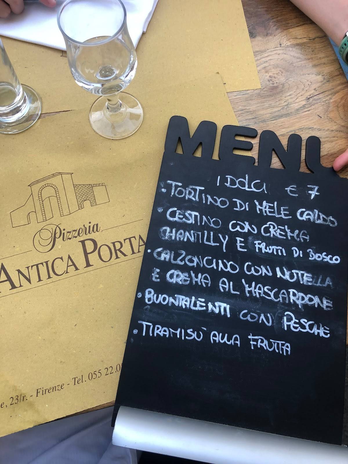 Menu au Pizzeria Antica Porta, Florence