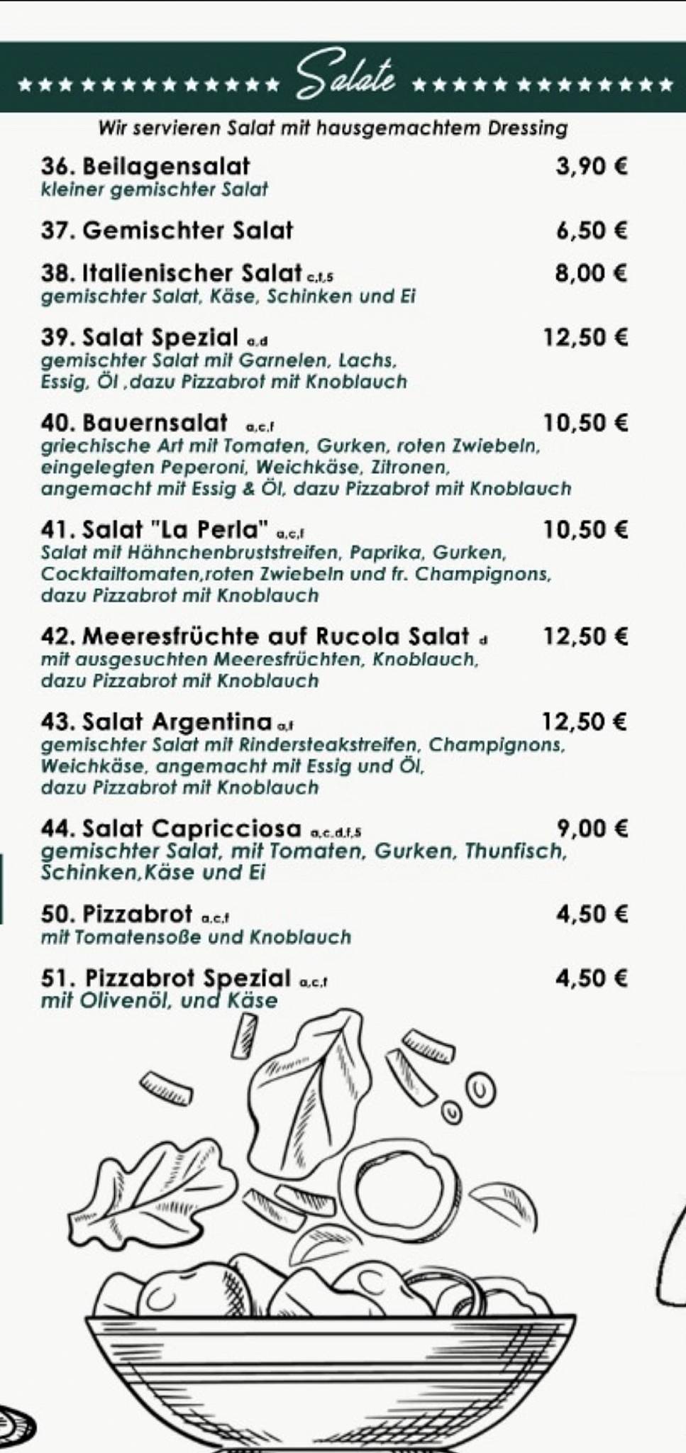 Speisekarte Von Ristorante La Perla Restaurant Pohlheim