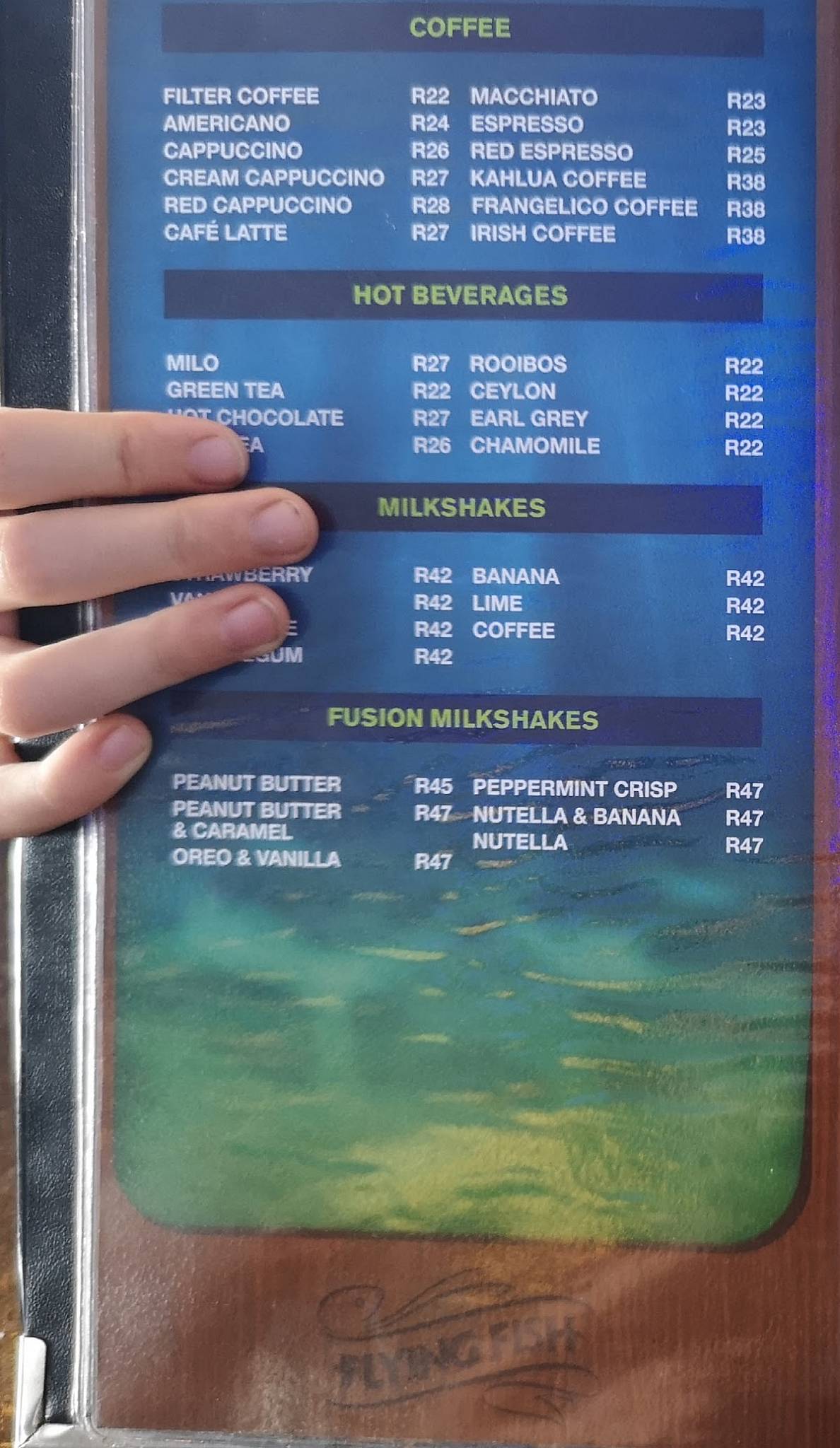 Menu at Finnezz Restaurant & Cocktail Cafe, Port Elizabeth, 7 Oakworth Road