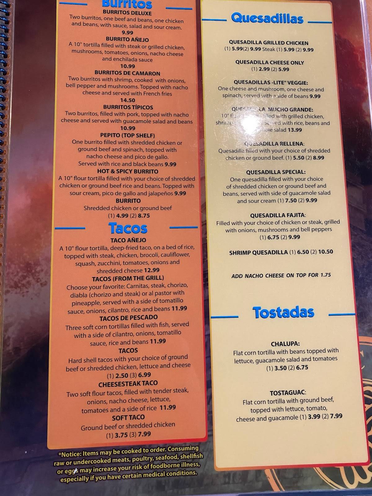 Menu at Anejo Grille pub & bar, Hayesville