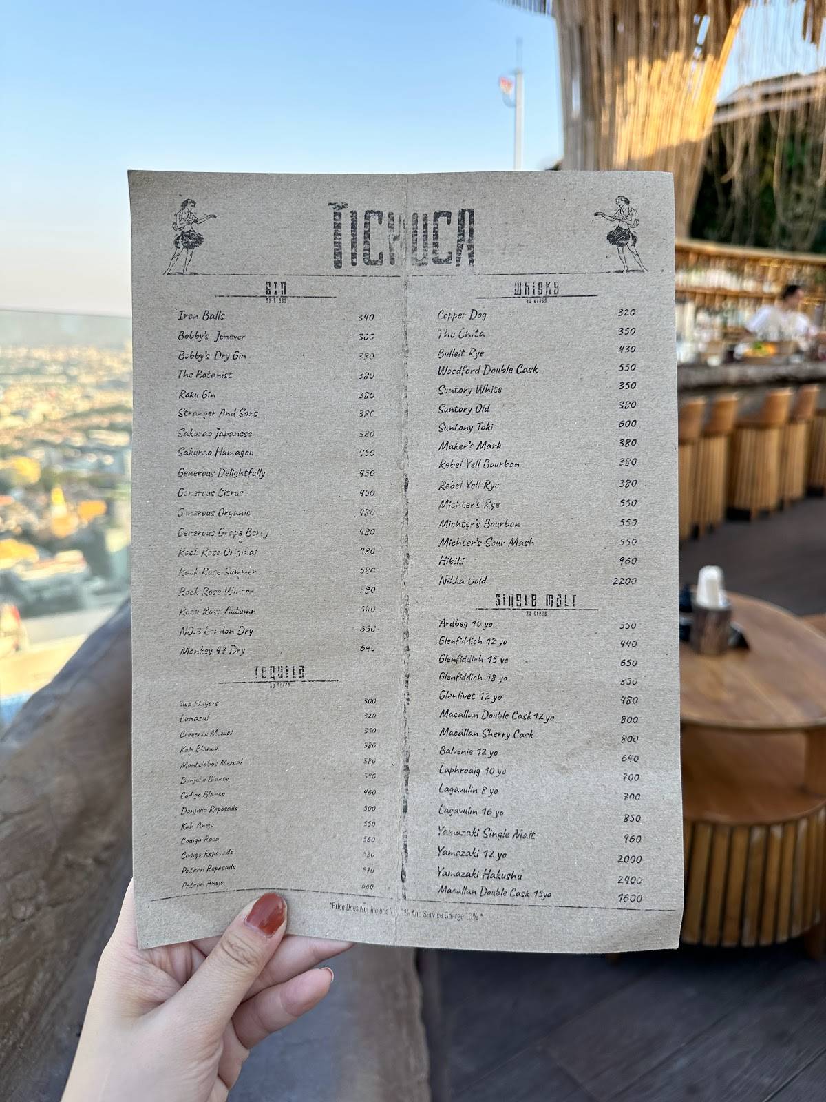 Menu at Tichuca Rooftop Bar Bangkok ตก T one 8 ชน 46 Soi Sukhumvit 40