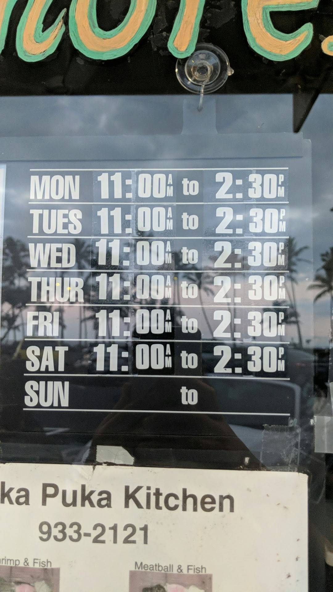 Menu at Puka Puka Kitchen restaurant, Hilo