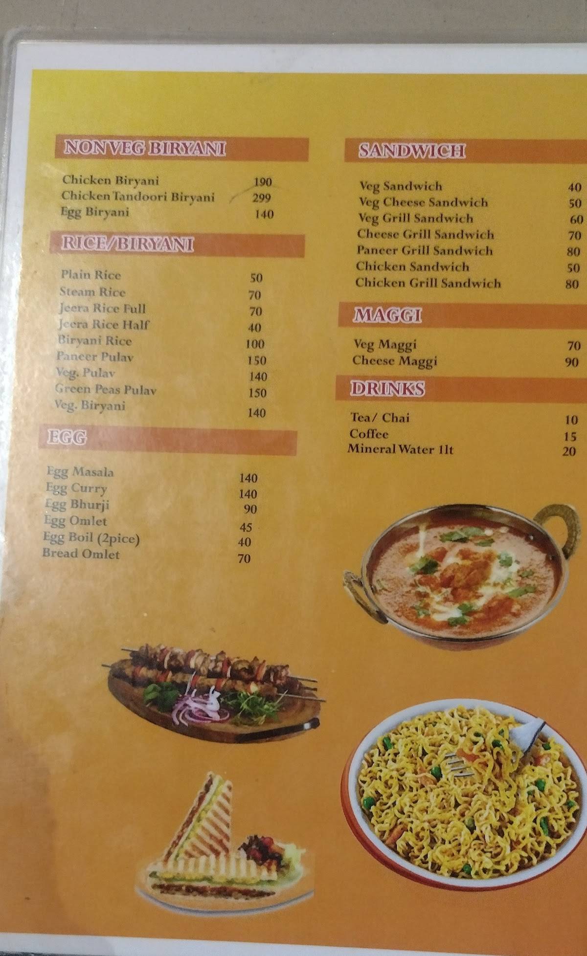 Menu at Army Canteen, Pune
