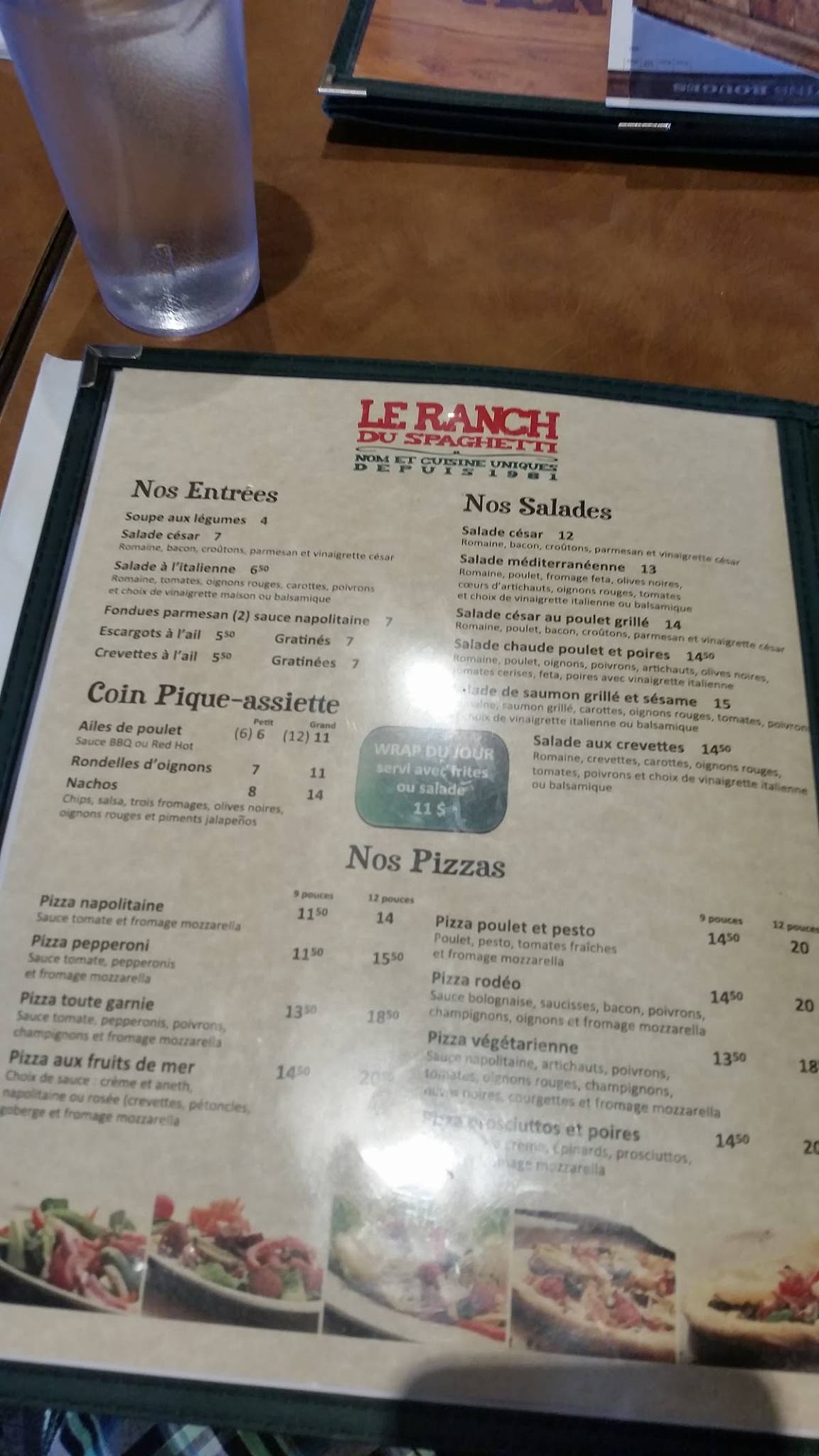 Menu au Ranch Spaghetti Sherbrooke (Le) restaurant, Sherbrooke