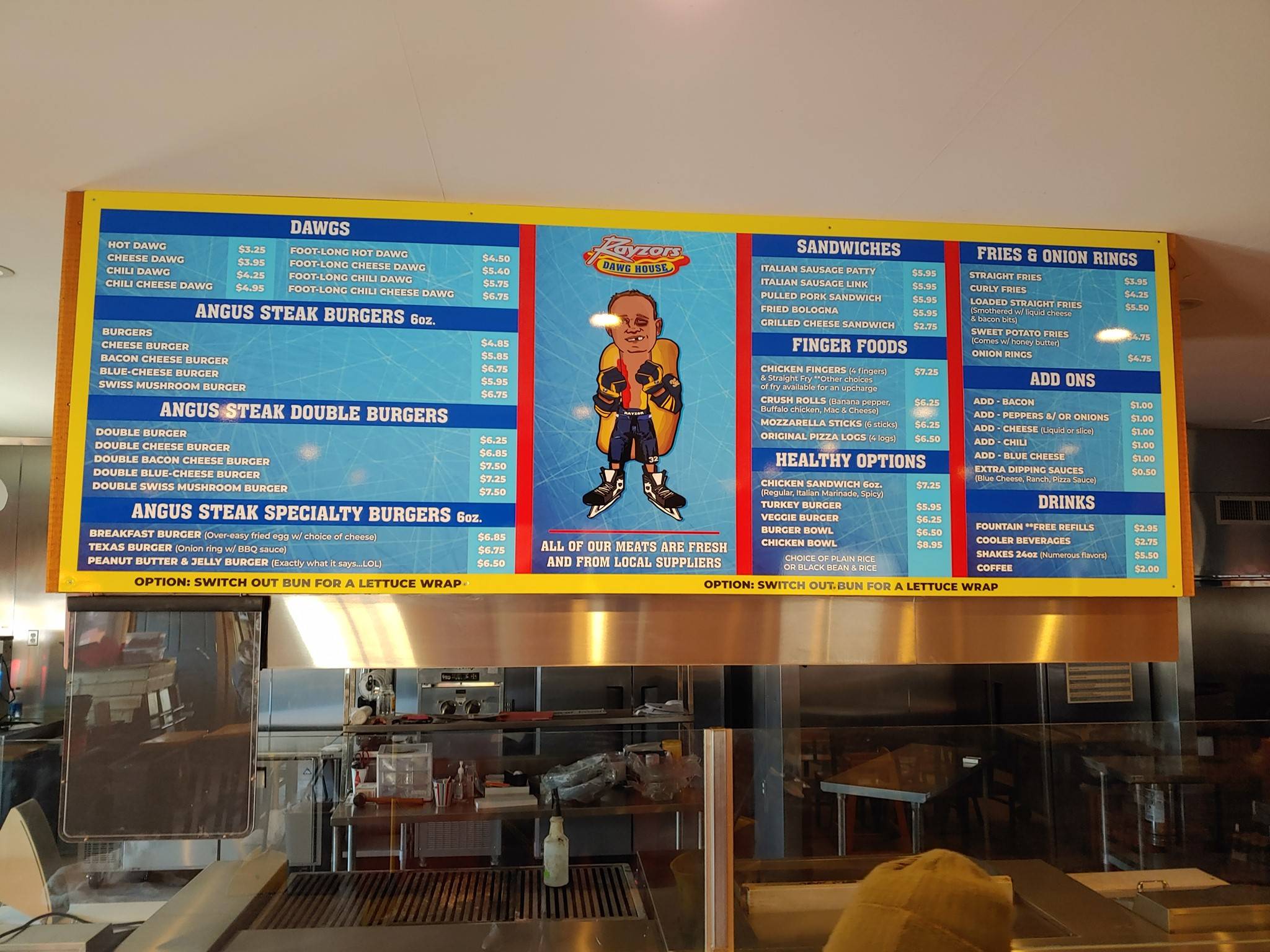 Menu at Rayzor's Dawg House restaurant, Eden