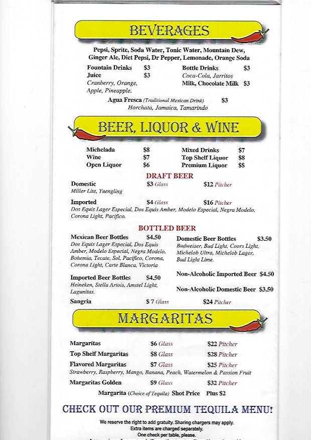 Menu at Agave Restaurant, Saint Pete Beach, Gulf Blvd