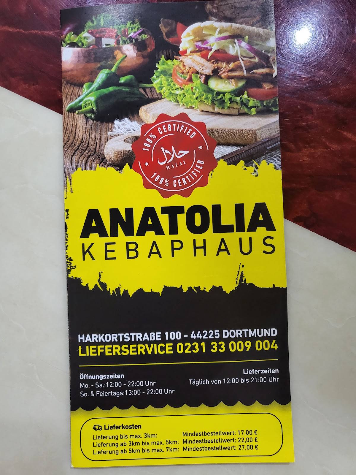 Speisekarte Von Anatolia Kebap House Restaurant Dortmund