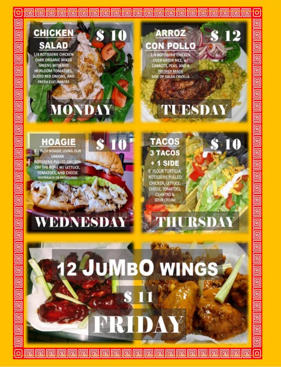 Menu at CHARCOAL CHICKEN Pollo A La Brasa restaurant, Virginia Beach