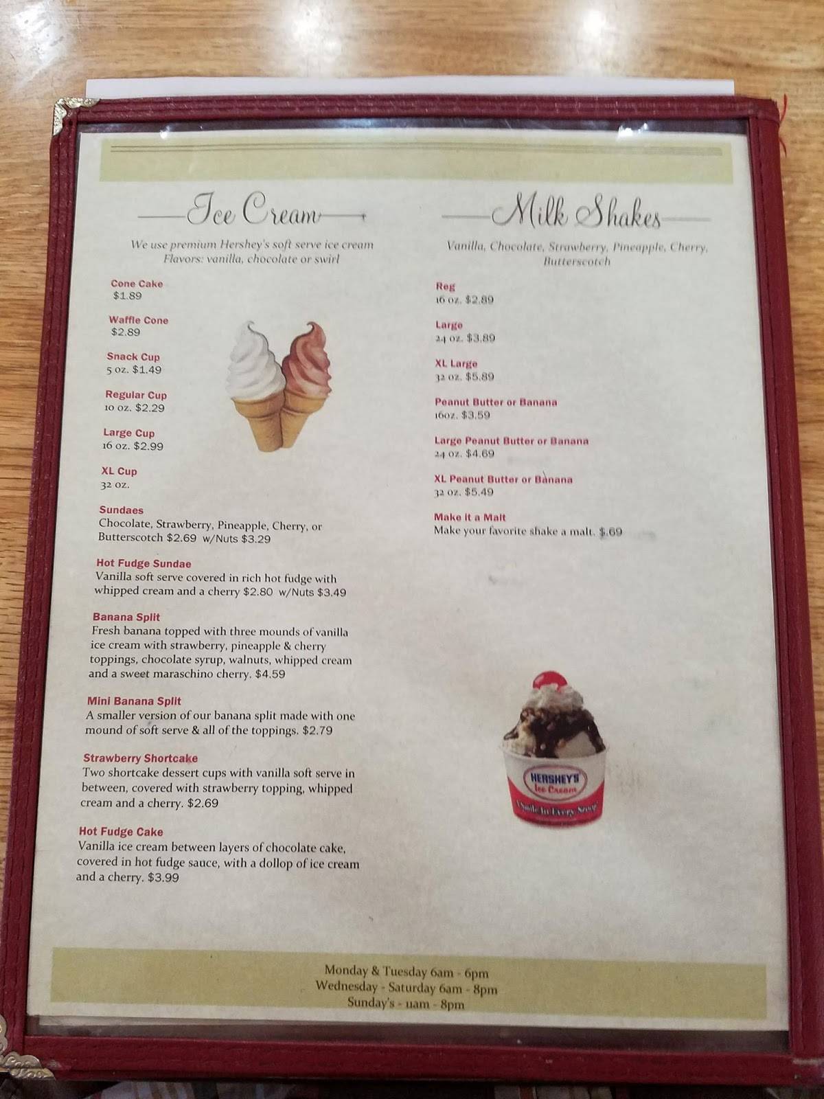 Menu at Dairy Dream restaurant, Bulls Gap, 271 Highway 11 E