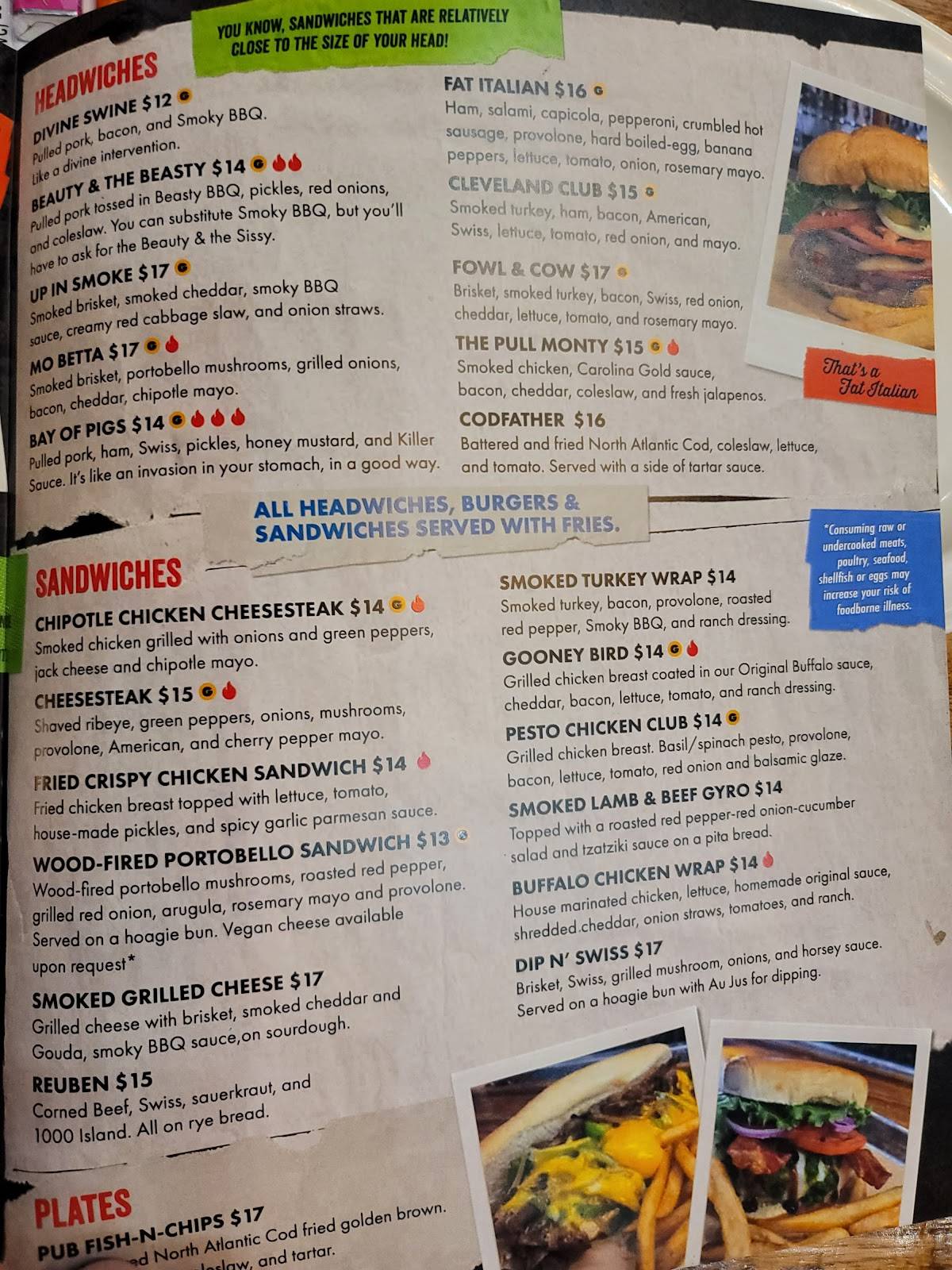 Menu at Fat Head's Brewery restaurant, Middleburg Heights
