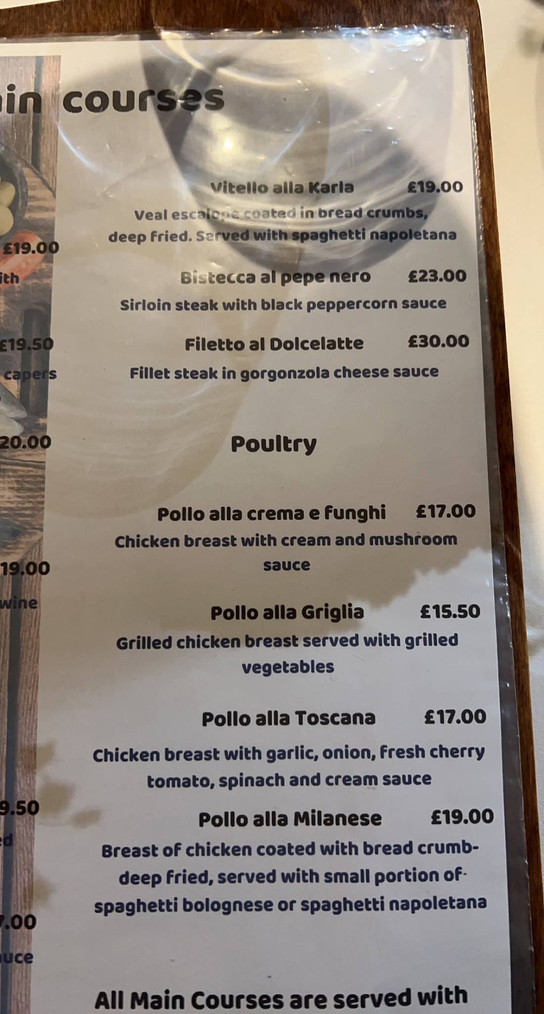 Menu at La Foglia Italian Restaurant, Banbury