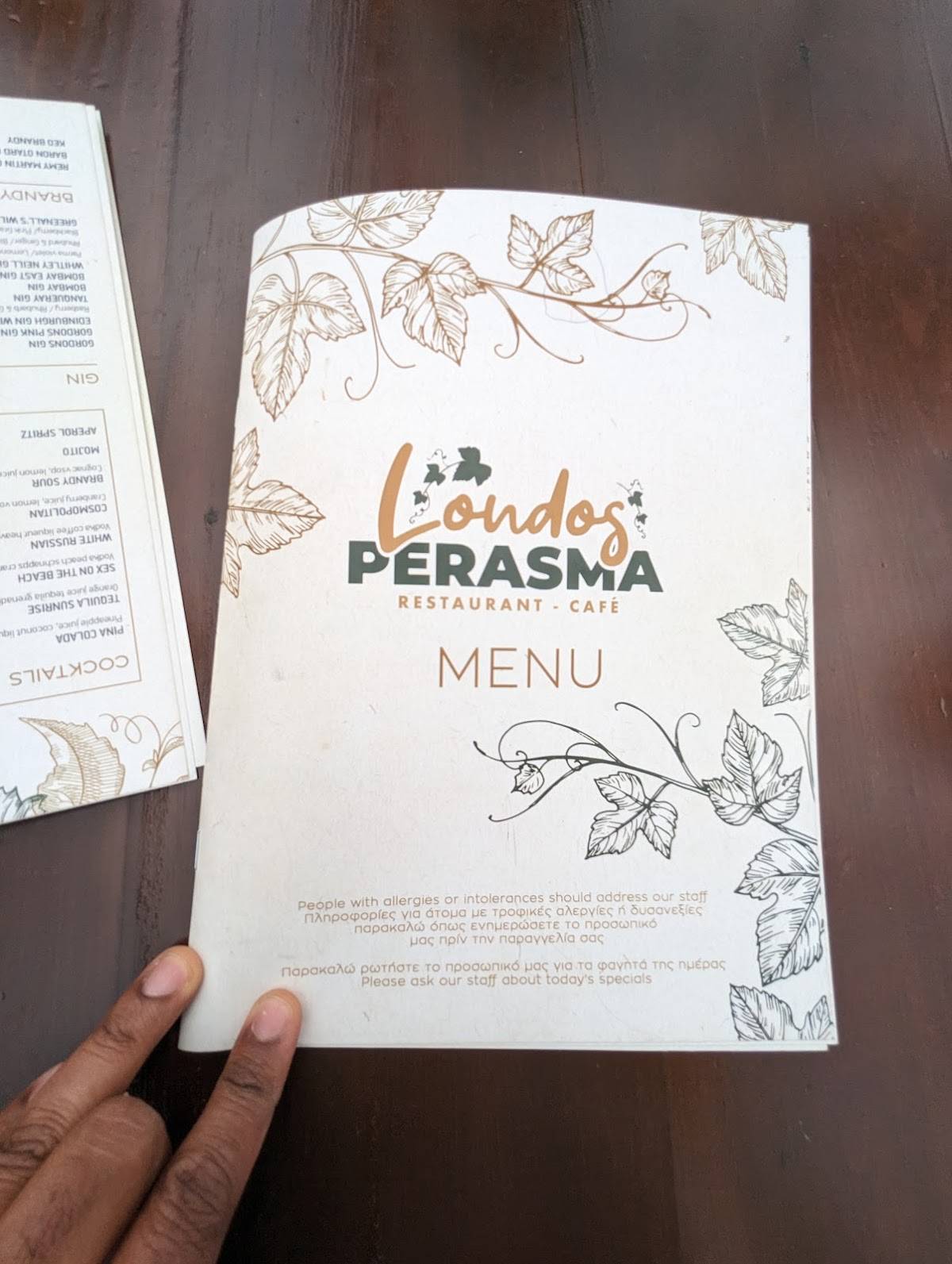Menu at Londos Perasma CafeRestaurant, Acheleia