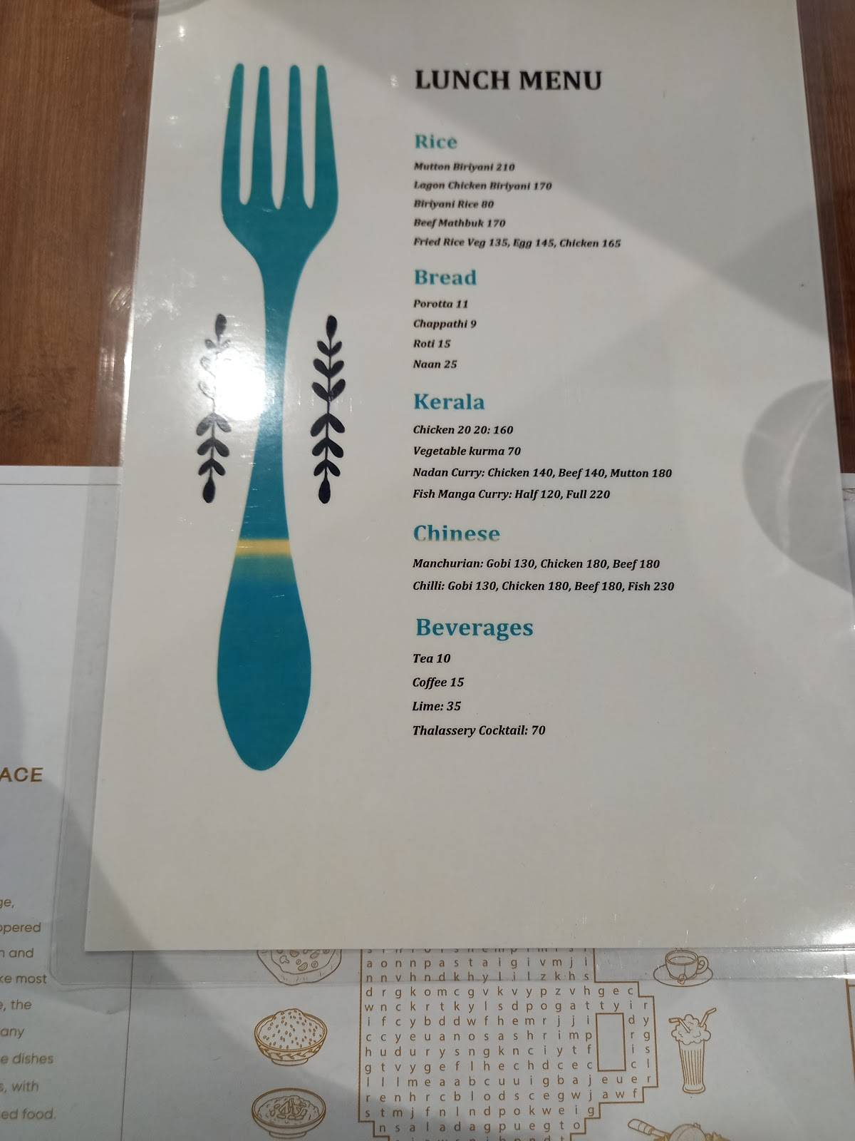 Menu at Pepper Palace Restaurant, Thalassery