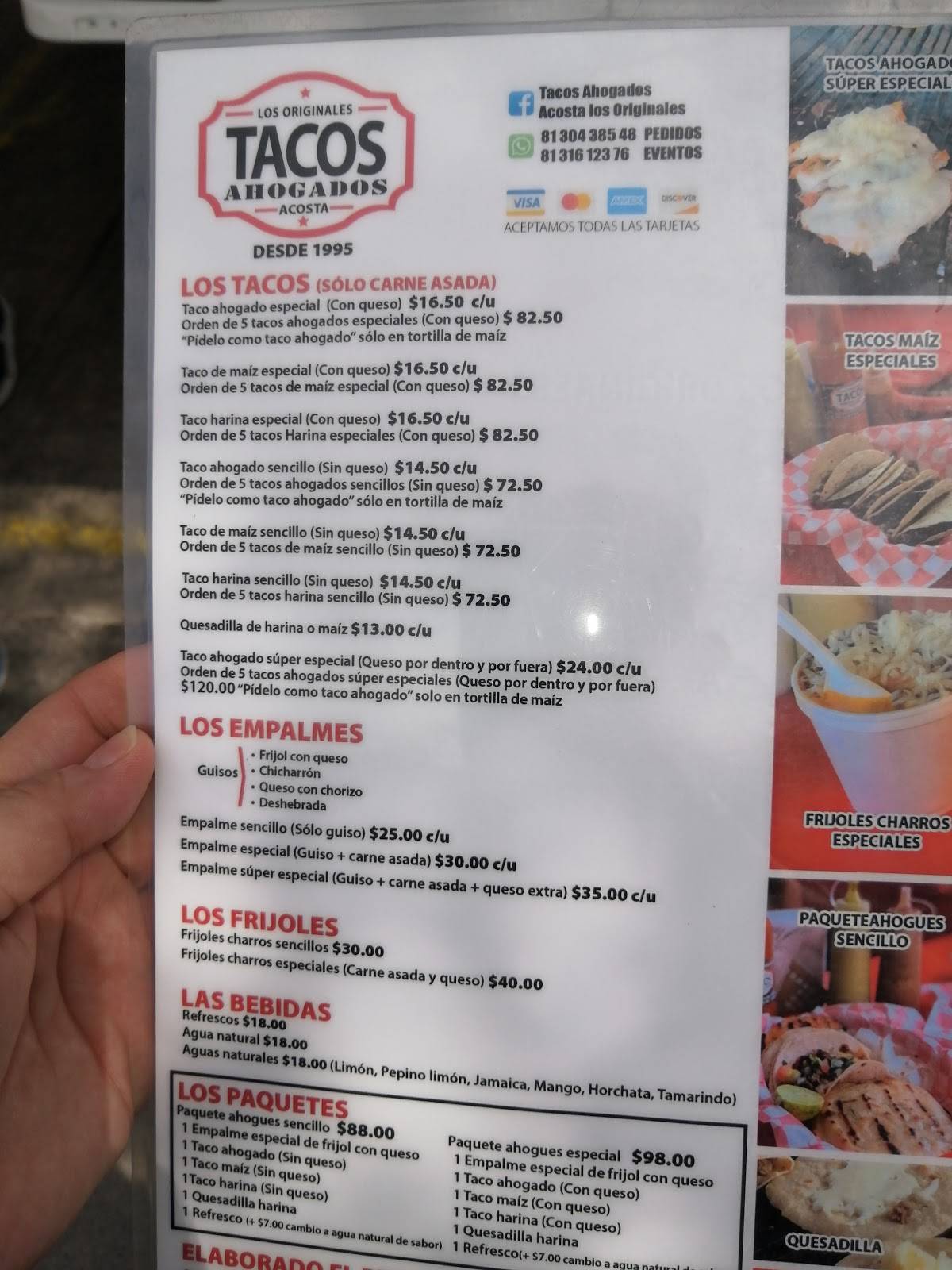Carta del restaurante Tacos Ahogados Acosta Los Originales, San Nicolás