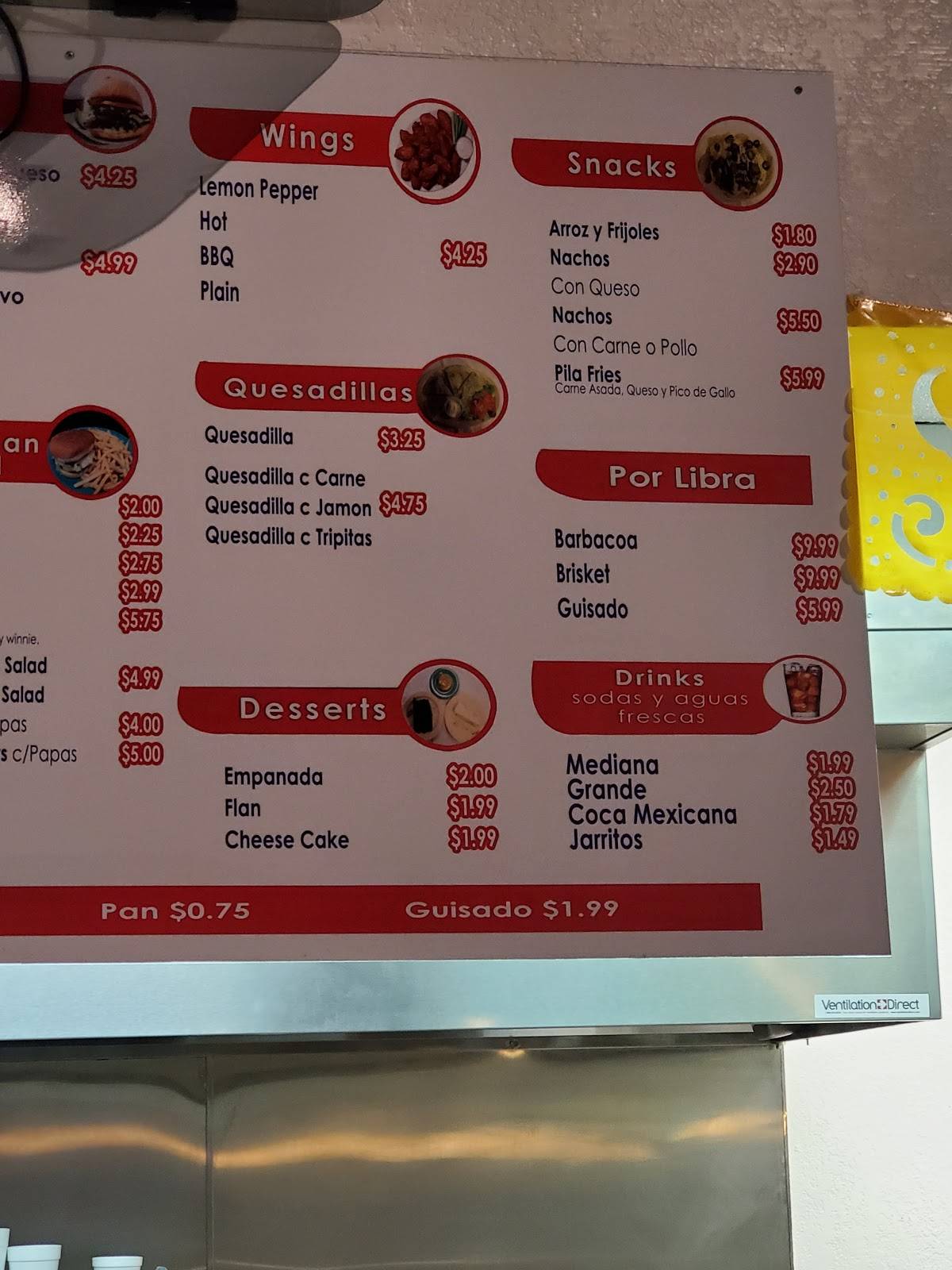 Menu at Taqueria La Pila restaurant, Horizon City