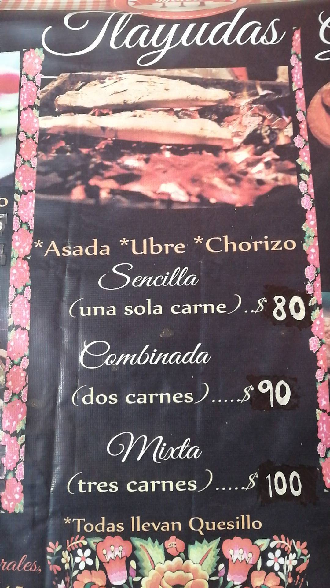 Carta Del Restaurante Tlayudas Oaxaqueñas Doña Mary Tuxtla Gutiérrez