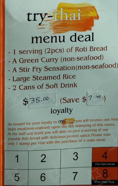 Try-Thai menu