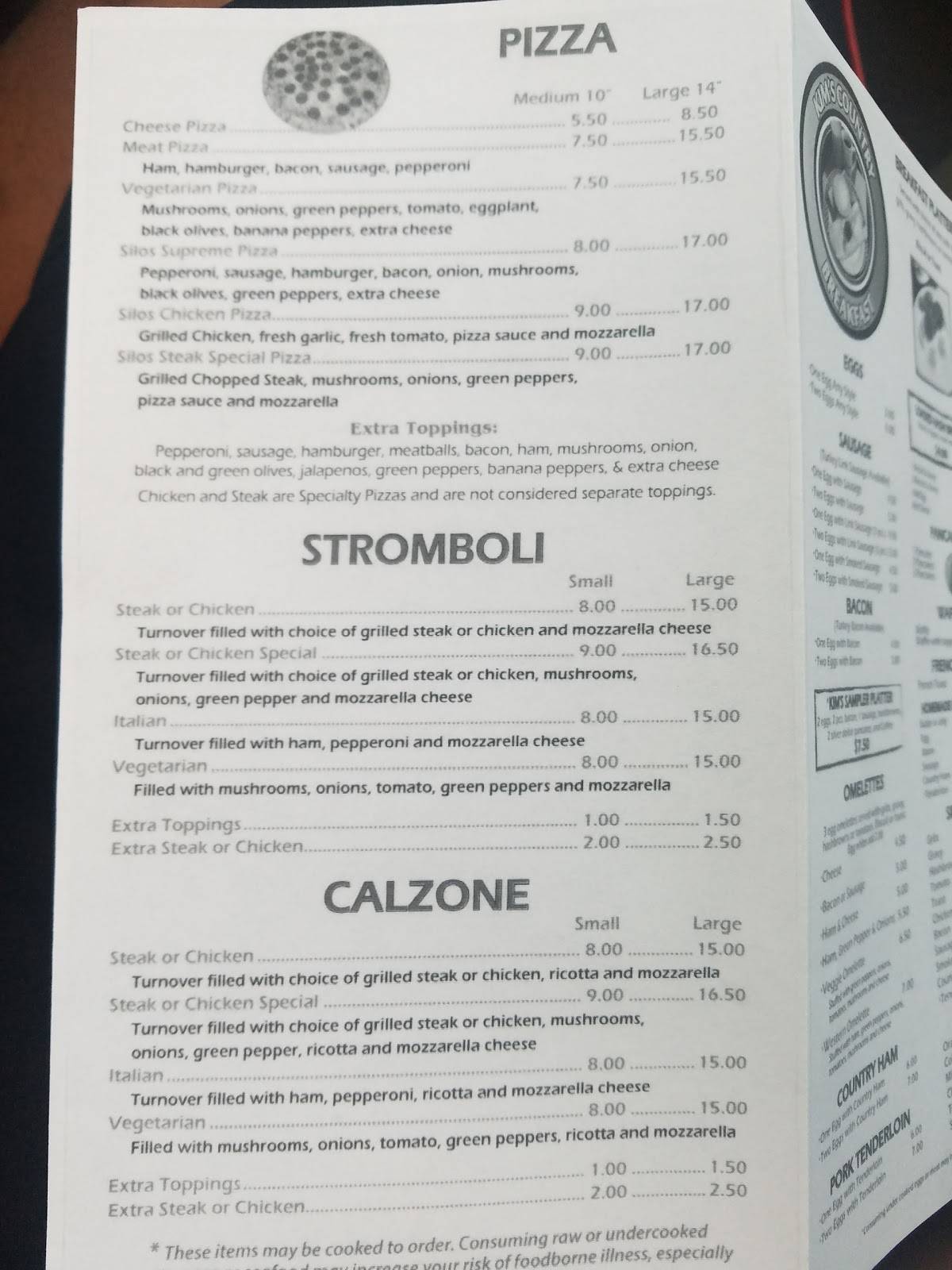 Menu at Silo's Family Restaurant, Asheboro
