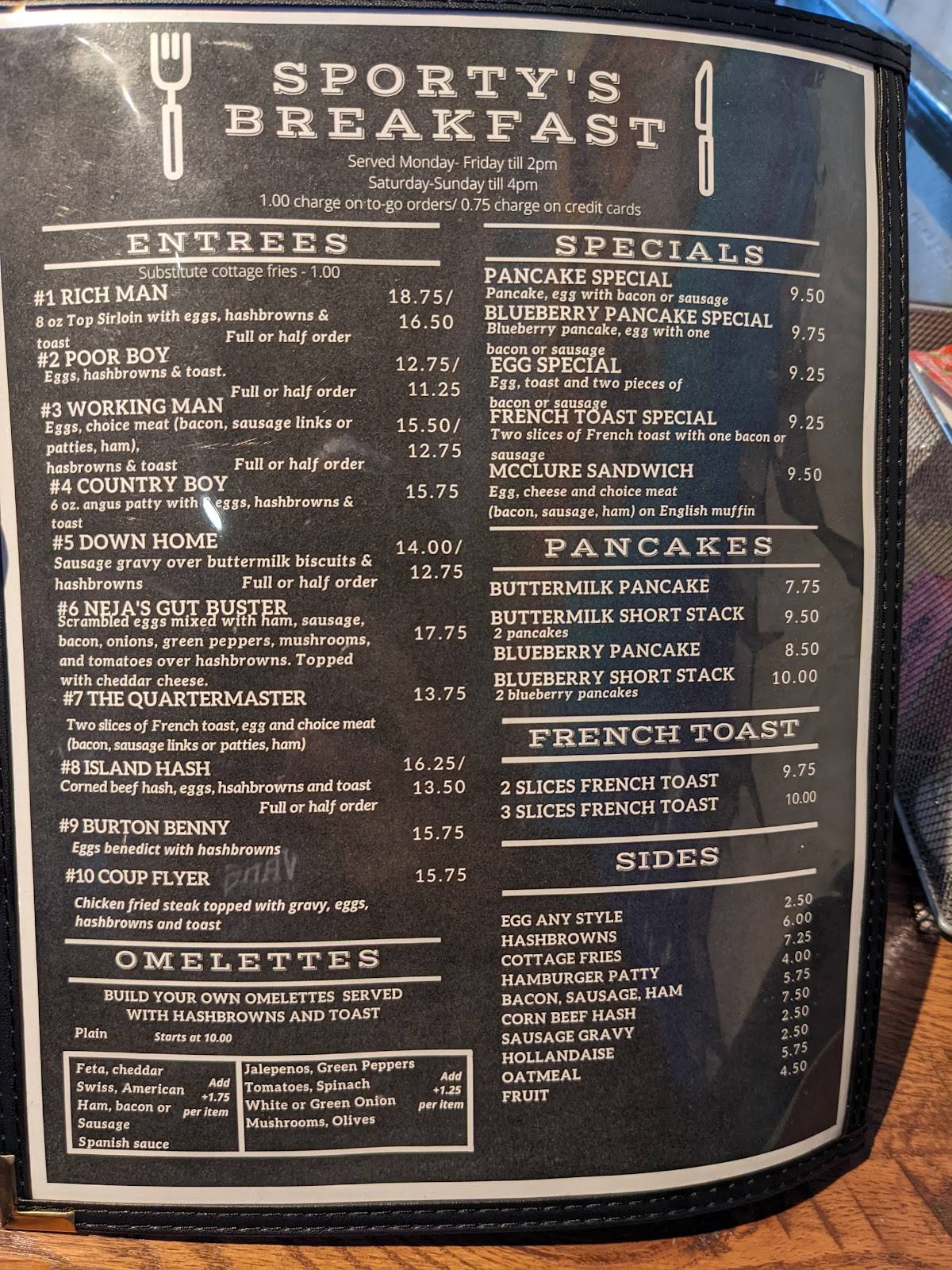 Menu at Sporty's pub & bar, Vashon, Vashon Hwy SW