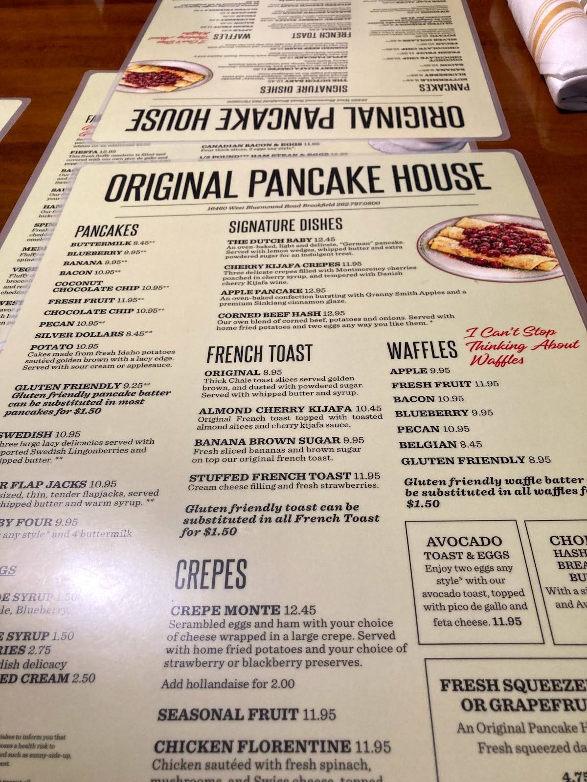 Menu at The Original Pancake House restaurant, Brookfield, W Bluemound Rd