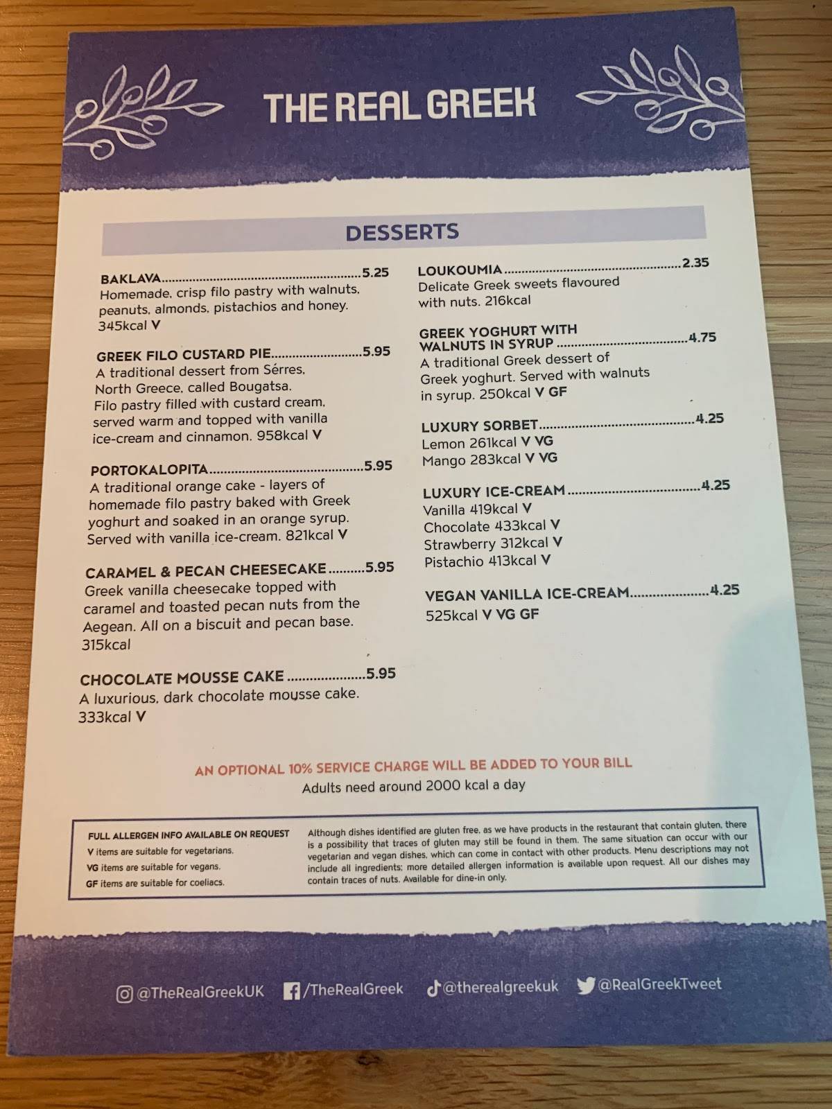 Menu at The Real Greek Gloucester Quays restaurant, Gloucester