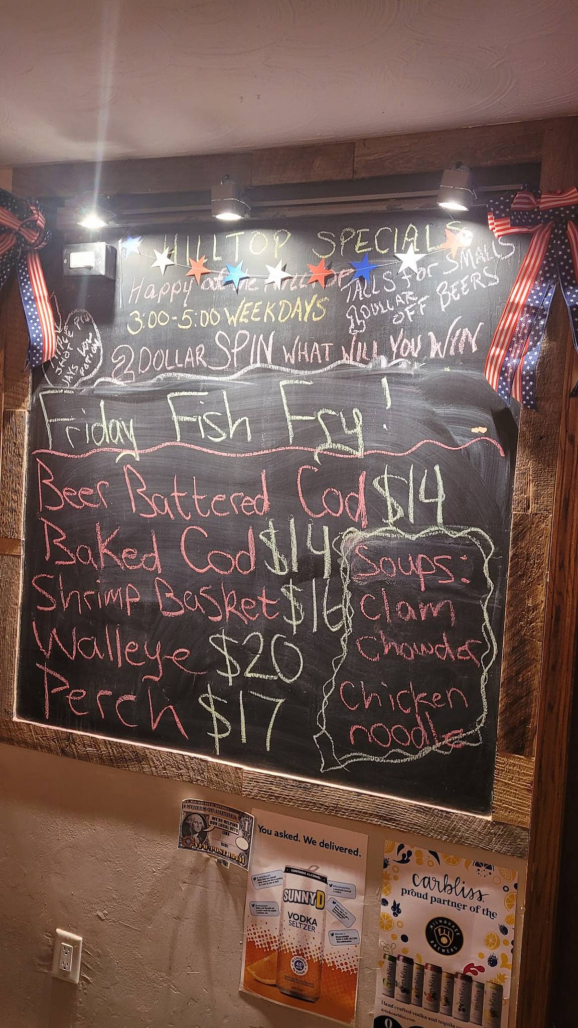 Menu at Tichigan Lakes Hilltop Pub and Eatery, Waterford