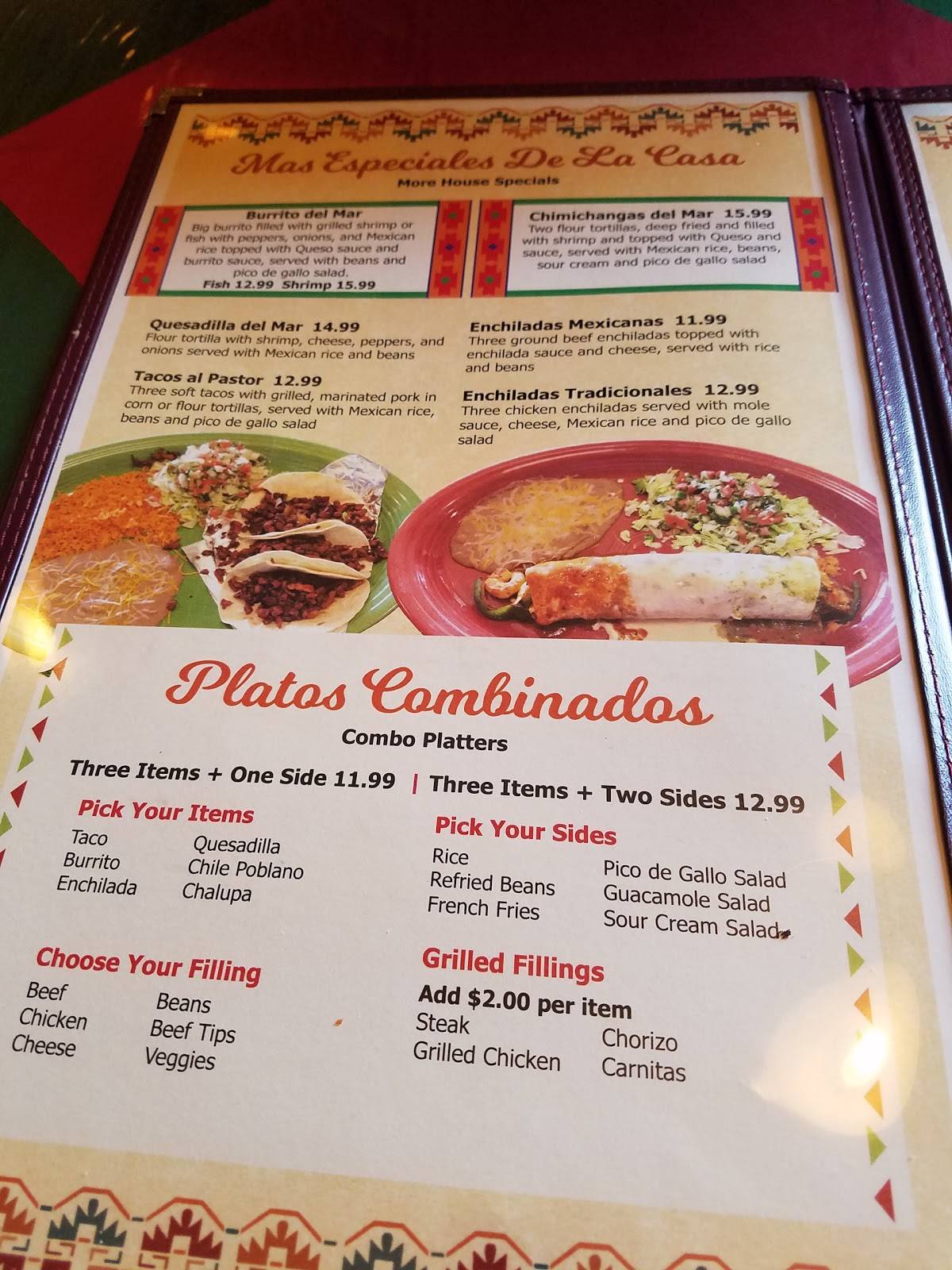 Menu at Tres Primos Mexican Restaurant, Elbridge